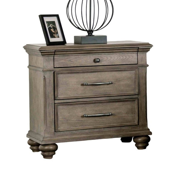 English Elm Traditional Eastern King Bedroom Set Tufted Headboard Aged Oak Finish with Storage Bench B2741S00962