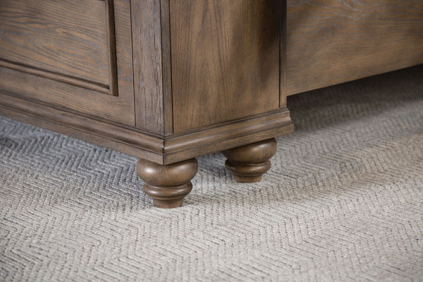 English Elm Traditional Oak Veneer Dresser with Mirror Bun Feet and Smooth Ball Bearing Drawers B2741S00963
