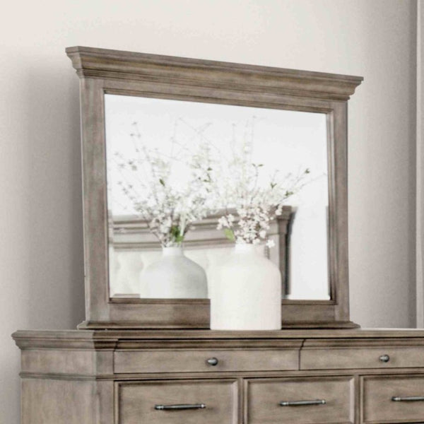 English Elm Traditional Oak Veneer Dresser with Mirror Bun Feet and Smooth Ball Bearing Drawers B2741S00963