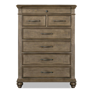 English Elm Formal Queen Bedroom 3Pc Set Tufted Headboard Storage Bench Aged Oak Transitional B2741S00964