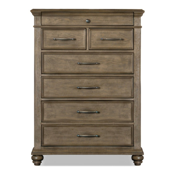 English Elm Formal Queen Bedroom 3Pc Set Tufted Headboard Storage Bench Aged Oak Transitional B2741S00964