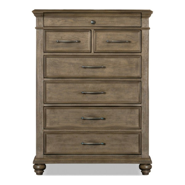 English Elm Formal Bedroom 3 Piece Eastern King Set Tufted Headboard Aged Oak Storage Bench B2741S00965