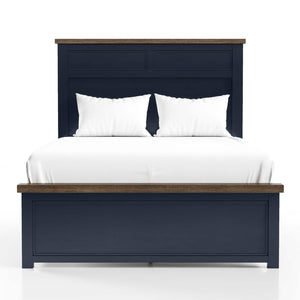 English Elm Modern Farmhouse Full Bed Pinewood Frame Two-tone Blue Panel Headboard Bedroom B2741S00966