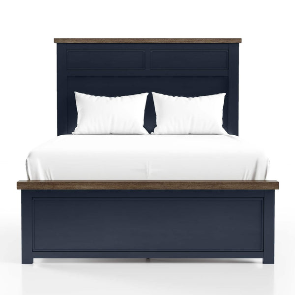 English Elm Modern Farmhouse Full Bed Pinewood Frame Two-tone Blue Panel Headboard Bedroom B2741S00966