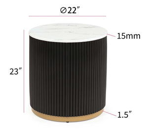 English Elm Modern 3 Piece Cocktail Group with Marble Top Reeded Column and Gold Base Accents B2741S00968