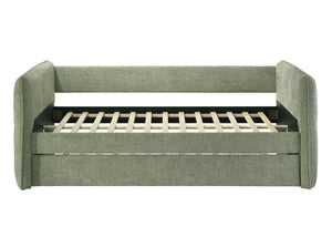 English Elm 1pc Tufted Upholstered Daybed with Pull Out Trundle Nailhead Trim Guest Room Lounge B2741S00969
