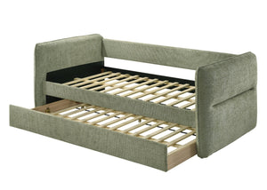 English Elm 1pc Tufted Upholstered Daybed with Pull Out Trundle Nailhead Trim Guest Room Lounge B2741S00969