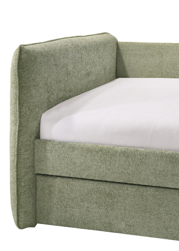 English Elm 1pc Tufted Upholstered Daybed with Pull Out Trundle Nailhead Trim Guest Room Lounge B2741S00969