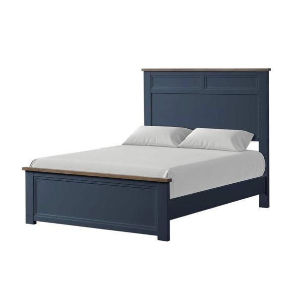English Elm Modern Farmhouse Twin Bed Pinewood Recessed Panel Headboard Two Tone Blue Brown B2741S00973