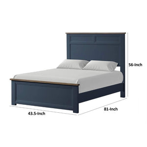 English Elm Modern Farmhouse Twin Bed Pinewood Recessed Panel Headboard Two Tone Blue Brown B2741S00973