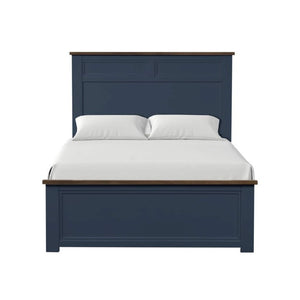 English Elm Modern Farmhouse Twin Bed Pinewood Recessed Panel Headboard Two Tone Blue Brown B2741S00973