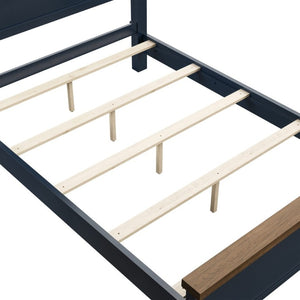 English Elm Modern Farmhouse Twin Bed Pinewood Recessed Panel Headboard Two Tone Blue Brown B2741S00973