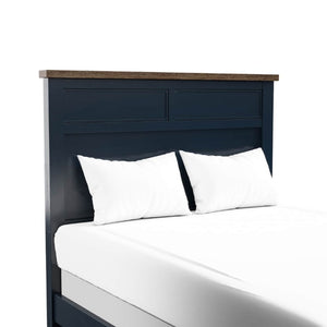 English Elm Modern Farmhouse Twin Bed Pinewood Recessed Panel Headboard Two Tone Blue Brown B2741S00973
