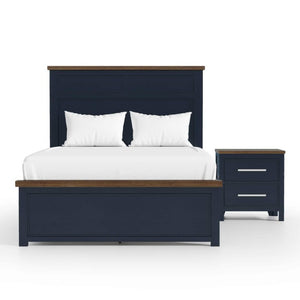 English Elm Blue Pinewood Farmhouse Bedroom Set with Full Bed and Two Coordinating Nightstands Blue / Dark Brown B2741S00974