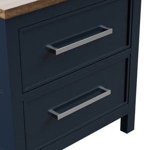 English Elm Blue Pinewood Farmhouse Bedroom Set with Full Bed and Two Coordinating Nightstands Blue / Dark Brown B2741S00974