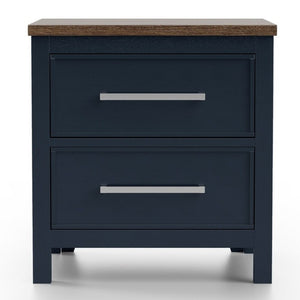 English Elm Blue Pinewood Farmhouse Bedroom Set with Full Bed and Two Coordinating Nightstands Blue / Dark Brown B2741S00974