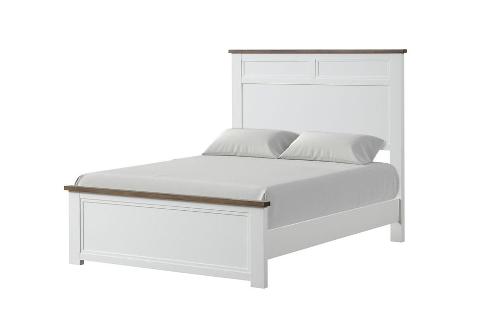 English Elm Modern Farmhouse Full Bed Pinewood Frame Two-Tone Recessed Panel Headboard Footboard B2741S00978