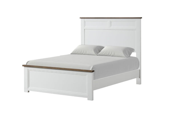 English Elm Modern Farmhouse Full Bed Pinewood Frame Two-Tone Recessed Panel Headboard Footboard B2741S00978