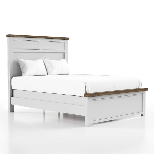 English Elm Modern Farmhouse Full Bed Pinewood Frame Two-Tone Recessed Panel Headboard Footboard B2741S00978