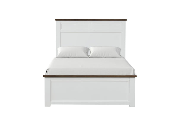 English Elm Modern Farmhouse Full Bed Pinewood Frame Two-Tone Recessed Panel Headboard Footboard B2741S00978
