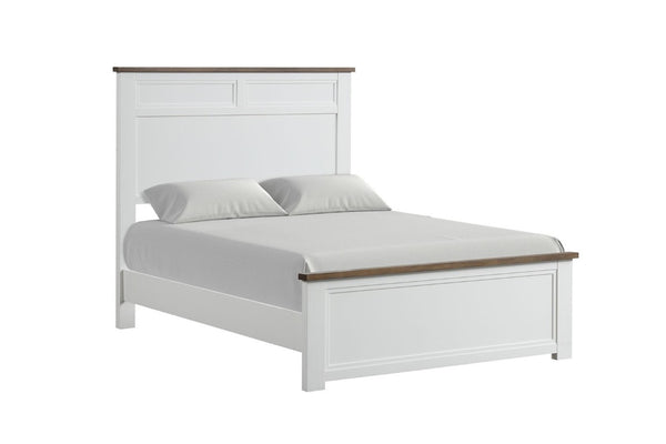 English Elm Modern Farmhouse Full Bed Pinewood Frame Two-Tone Recessed Panel Headboard Footboard B2741S00978
