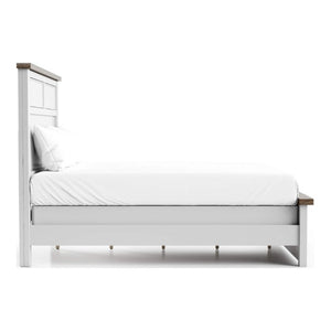 English Elm Modern Farmhouse Full Bed Pinewood Frame Two-Tone Recessed Panel Headboard Footboard B2741S00978