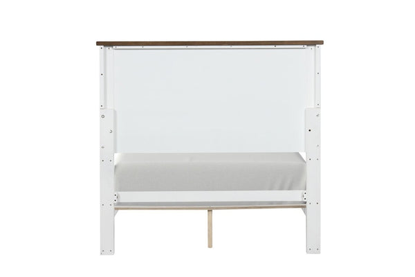 English Elm Modern Farmhouse Full Bed Pinewood Frame Two-Tone Recessed Panel Headboard Footboard B2741S00978