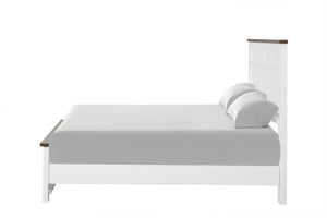 English Elm Modern Farmhouse Full Bed Pinewood Frame Two-Tone Recessed Panel Headboard Footboard B2741S00978