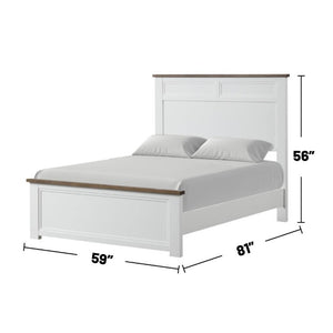 English Elm Modern Farmhouse Full Bed Pinewood Frame Two-Tone Recessed Panel Headboard Footboard B2741S00978