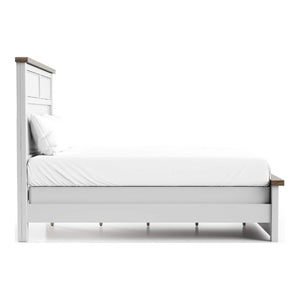 English Elm Modern Farmhouse Twin Bed Pinewood Panel Frame Two-Tone White Brown Bedroom B2741S00979