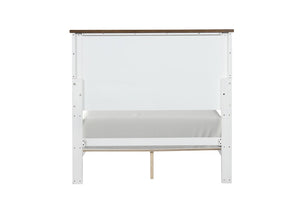 English Elm Modern Farmhouse Twin Bed Pinewood Panel Frame Two-Tone White Brown Bedroom B2741S00979