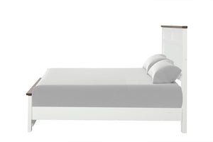English Elm Modern Farmhouse Twin Bed Pinewood Panel Frame Two-Tone White Brown Bedroom B2741S00979