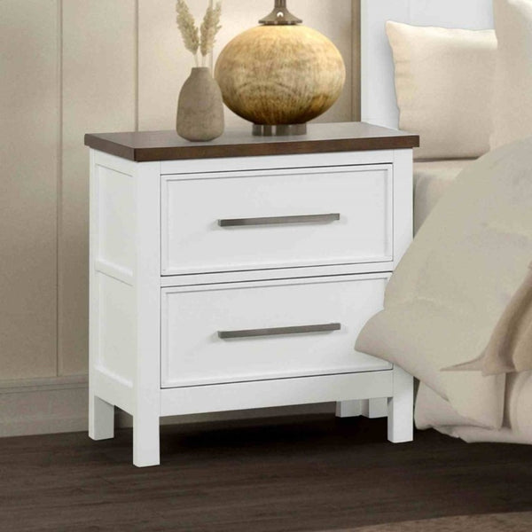 English Elm Blue Pinewood Farmhouse Bedroom Set with Full Bed and Two Coordinating Nightstands Dark Brown / White B2741S00980