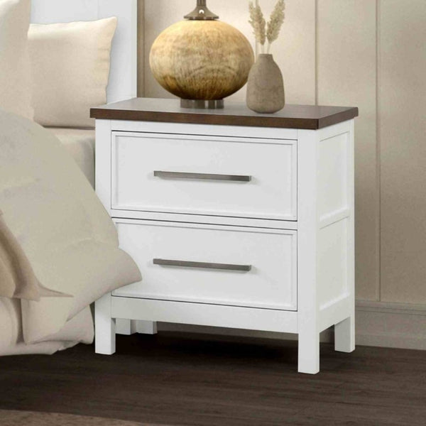 English Elm Blue Pinewood Farmhouse Bedroom Set with Full Bed and Two Coordinating Nightstands Dark Brown / White B2741S00980