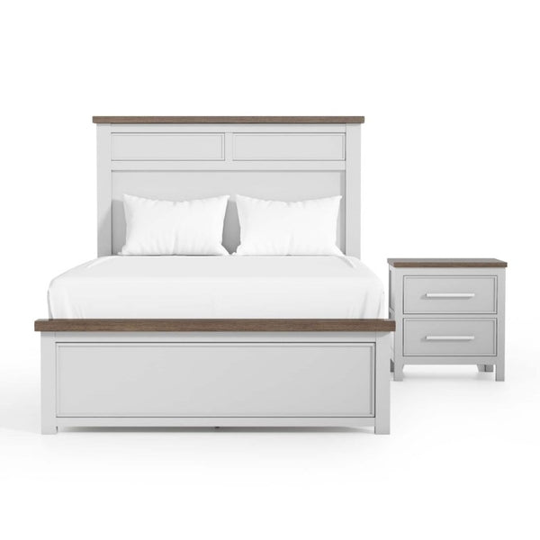 English Elm Blue Pinewood Farmhouse Bedroom Set with Full Bed and Two Coordinating Nightstands Dark Brown / White B2741S00980