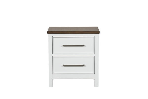 English Elm Blue Pinewood Farmhouse Bedroom Set with Full Bed and Two Coordinating Nightstands Dark Brown / White B2741S00980