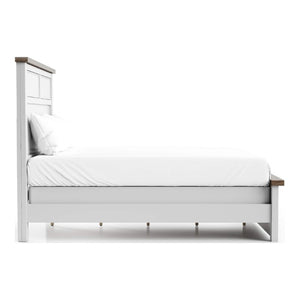 English Elm White Pinewood Twin Bedroom Set with Two Nightstands Two-Tone Farmhouse Panel Design Modern Farmhouse Twin B2741S00981
