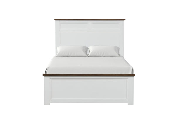 English Elm White Pinewood Twin Bedroom Set with Two Nightstands Two-Tone Farmhouse Panel Design Modern Farmhouse Twin B2741S00981