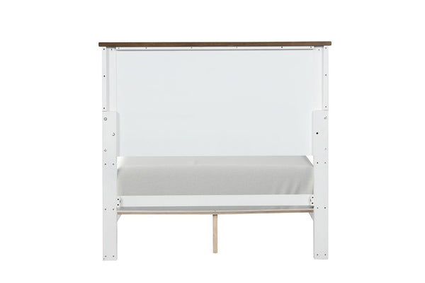 English Elm White Pinewood Twin Bedroom Set with Two Nightstands Two-Tone Farmhouse Panel Design Modern Farmhouse Twin B2741S00981