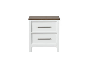 English Elm White Pinewood Twin Bedroom Set with Two Nightstands Two-Tone Farmhouse Panel Design Modern Farmhouse Twin B2741S00981