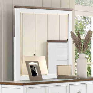 English Elm Farmhouse Style Dresser with Mirror Eight Drawer Pinewood Two Tone Bedroom Storage B2741S00983