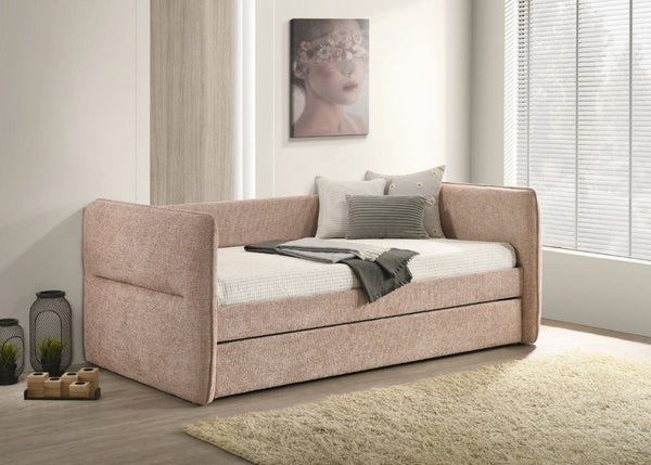 English Elm 1Pc Tufted Upholstered Daybed with Pull Out Trundle Nailhead Frame Glam Bedroom Lounge B2741S00984