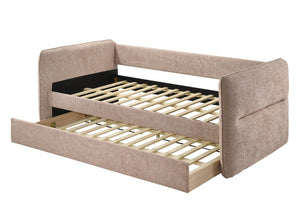 English Elm 1Pc Tufted Upholstered Daybed with Pull Out Trundle Nailhead Frame Glam Bedroom Lounge B2741S00984