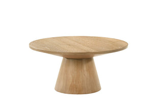 English Elm Contemporary Round Pedestal Cocktail Table Oak Veneer Cone Base Living Room Accent Oak B2741S00986