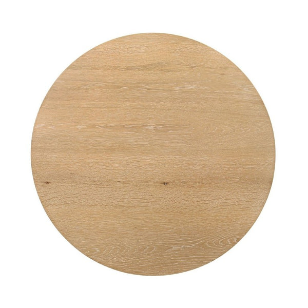 English Elm Contemporary Round Pedestal Cocktail Table Oak Veneer Cone Base Living Room Accent Oak B2741S00986