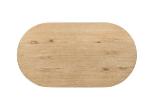 English Elm Contemporary Oval Coffee Table with Cone Pedestal Base in Warm Oak Veneer Finish B2741S00987
