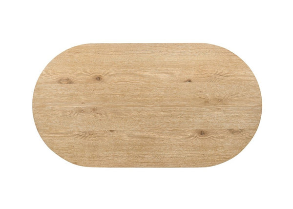 English Elm Contemporary Oval Coffee Table with Cone Pedestal Base in Warm Oak Veneer Finish B2741S00987