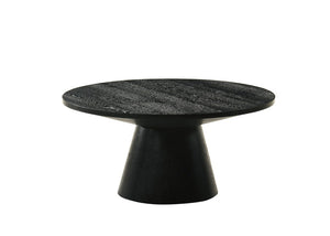 English Elm Contemporary Round Pedestal Cocktail Table Oak Veneer Cone Base Living Room Accent Black B2741S00988