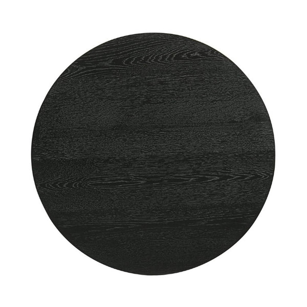 English Elm Contemporary Round Pedestal Cocktail Table Oak Veneer Cone Base Living Room Accent Black B2741S00988