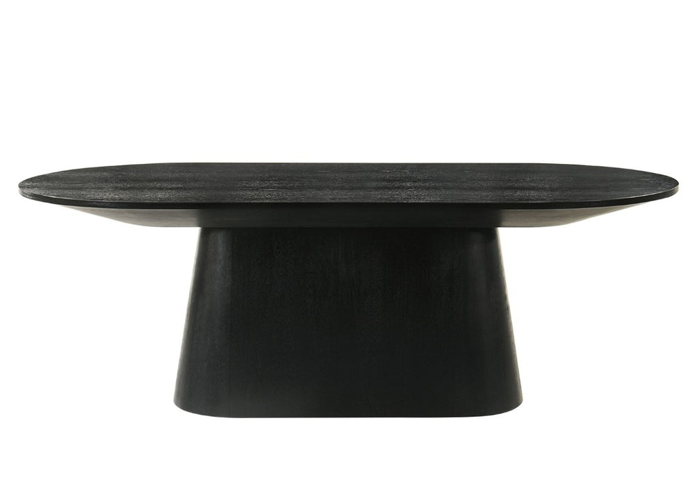 English Elm Contemporary Oval Cocktail Table with Sculptural Cone Pedestal Base for Living Rooms Black B2741S00989